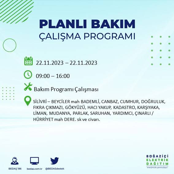 İstanbul'un bu ilçelerinde yaşayanlar dikkat: Saatlerce sürecek elektrik kesintisi için hazır olun 36